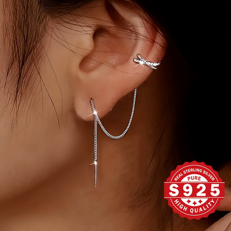 925 Silver Half-circle Ear Thread is a stylish and minimalist accessory perfect for everyday wear. This piece is ideal for commuting and is hypoallergenic, weighing only 2.7g.