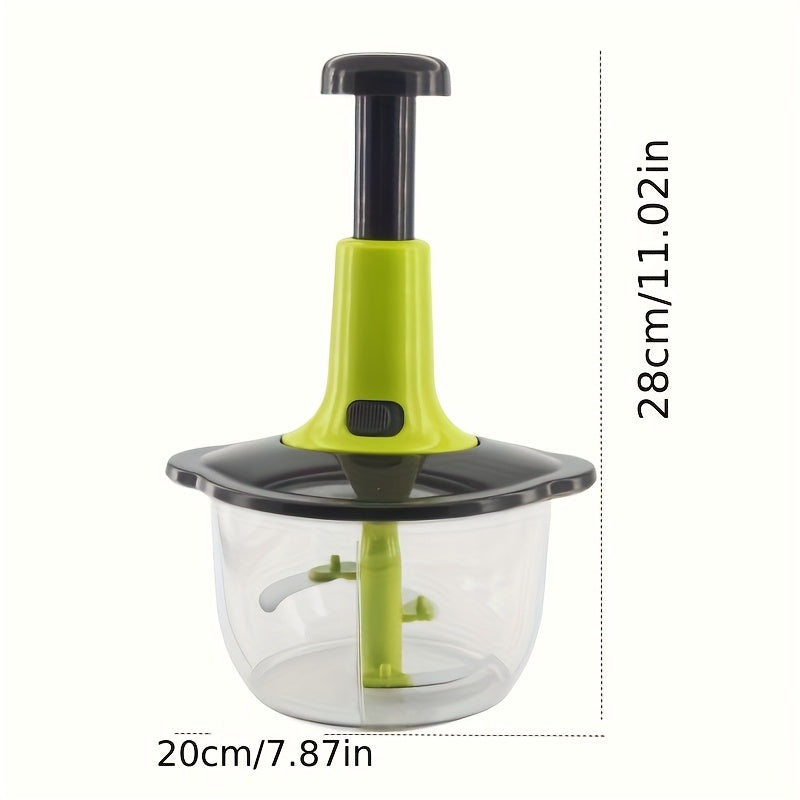 Essential Kitchen Tool: KitchenPro Metal Hand Food Chopper - Straight Blade Edge, Multi-Function Manual Press Chopper for Vegetables, Fruits, Herbs, Meat Mash, Salad, Pesto, Salsa - Ideal for Quick Prep