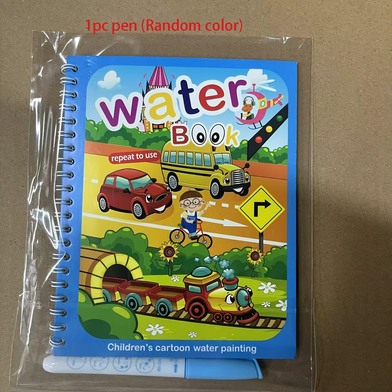 Reusable water drawing books for children with water pen, promoting imaginative play and enhancing drawing skills using paper material in mixed colors.