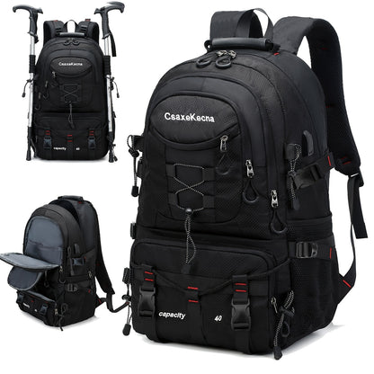 CASAKEMCA 40L Легкий нейлоновый рюкзак для путешествий с USB-портом для зарядки - Водонепроницаемый, регулируемые ремни, множество отсеков - Идеален для походов и кемпинга - Отличный подарок для мужчин и женщин