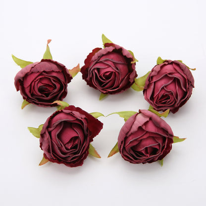 10 pieces of silk tea buds roses for DIY wedding bouquets and Christmas decorations.