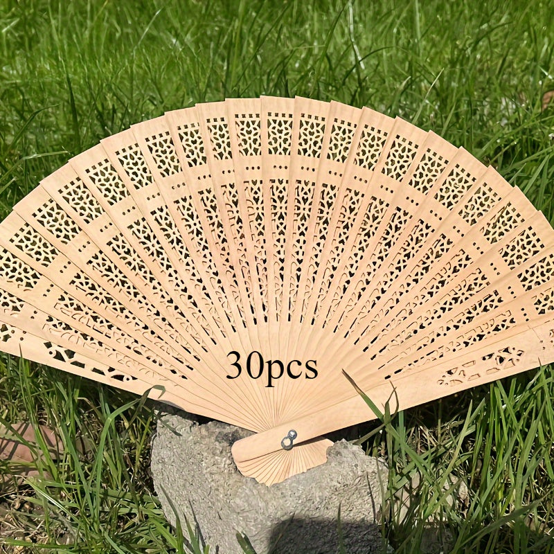 Wedding Fans Set of 10/20/30 Portable Chinese Sandalwood Fans, Perfect Wedding Gifts for Guests, Beautiful Birthday Party Decorative Painted Fans, Lovely Addition to Home Decor