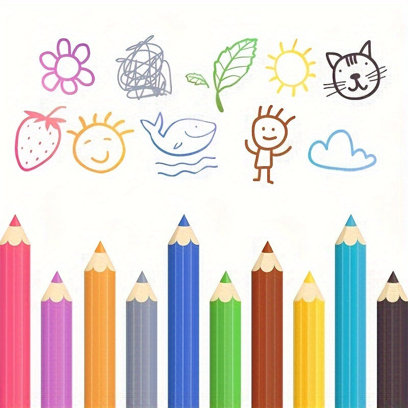 Playful cartoon wall stickers featuring school supplies for kids' rooms.