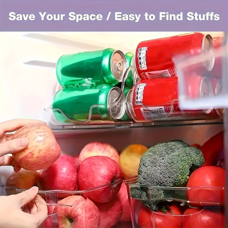 Organize your fridge with the 1-piece Clear Plastic Refrigerator Bin - Create more space in your refrigerator with this sturdy, easy-to-clean storage solution for canned food, drinks, and more!