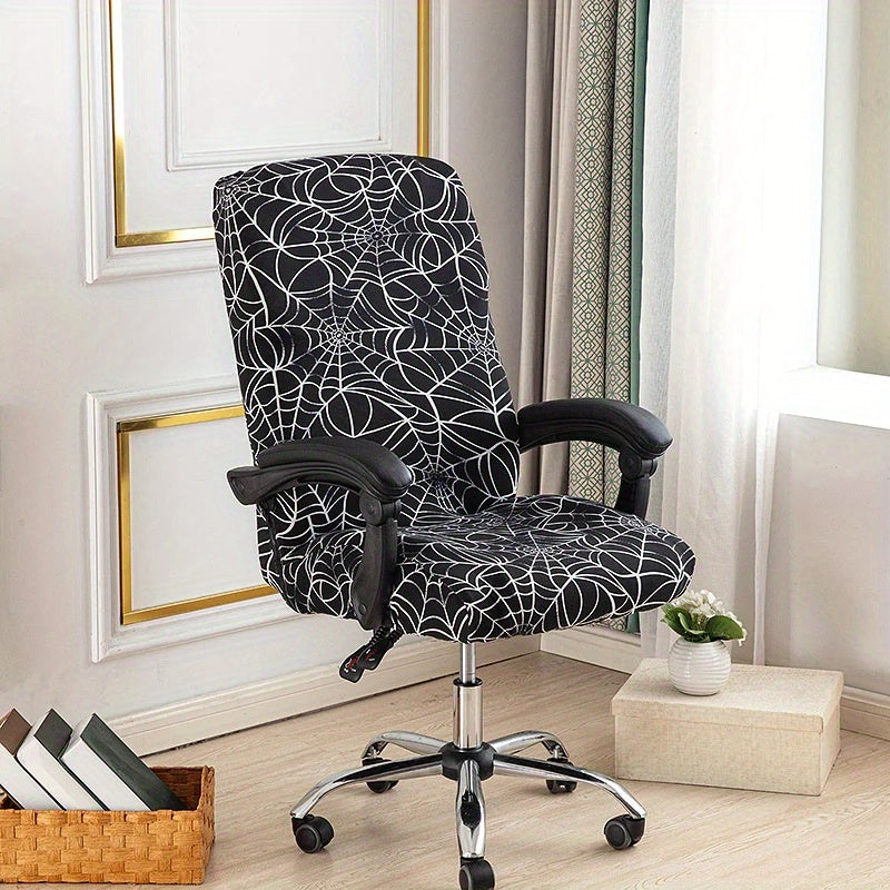 Flexible, washable office chair cover with zipper for desk chairs, made from soft, anti-dust spandex.

(Note: Since the original sentence was already concise, the rewritten version may not be significantly shorter.)