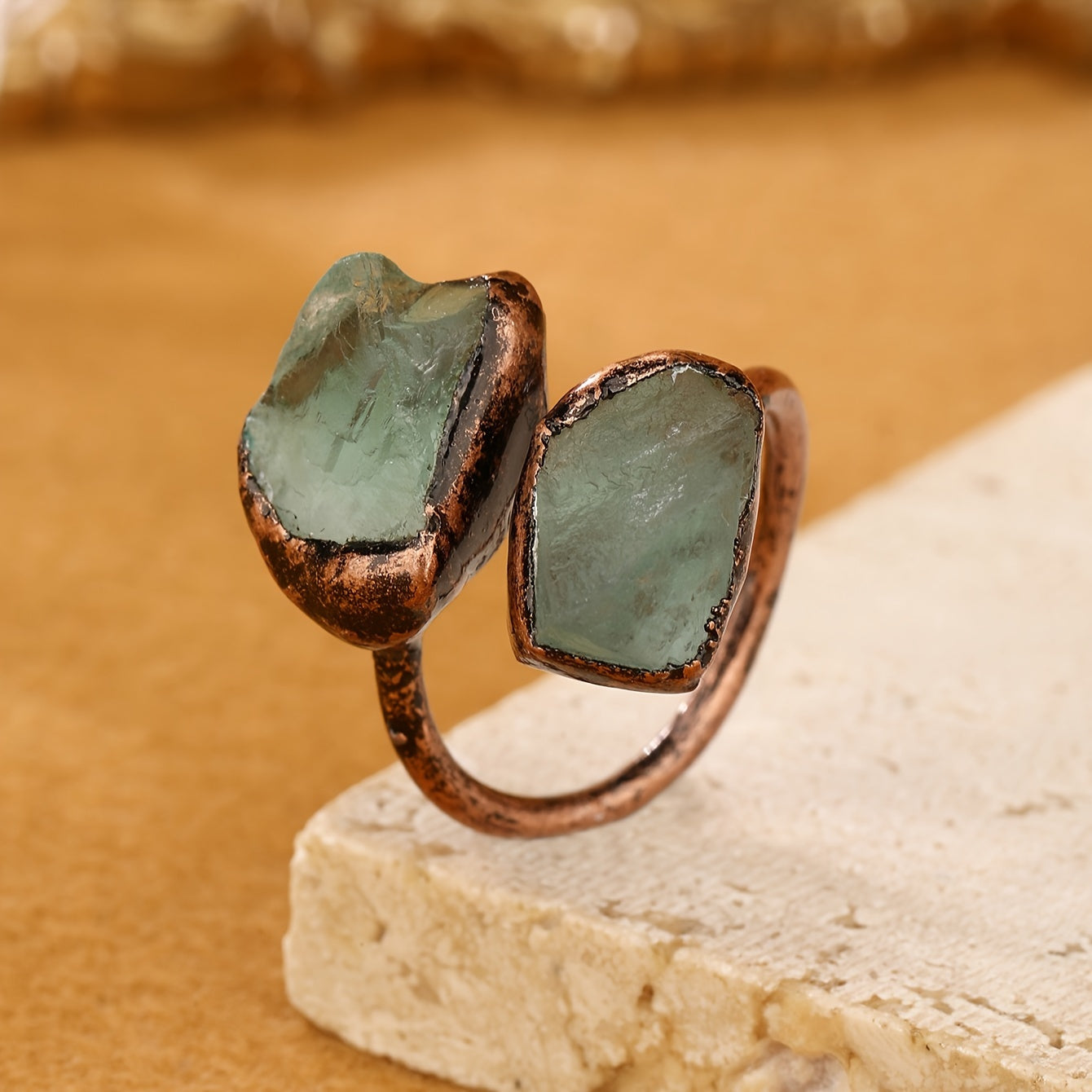 Vintage Amethyst, Green Fluorite, Tourmaline, and Agate Boho-Chic Adjustable Ring with Exquisite Natural Stone Design - Ideal for Parties and Gift Giving