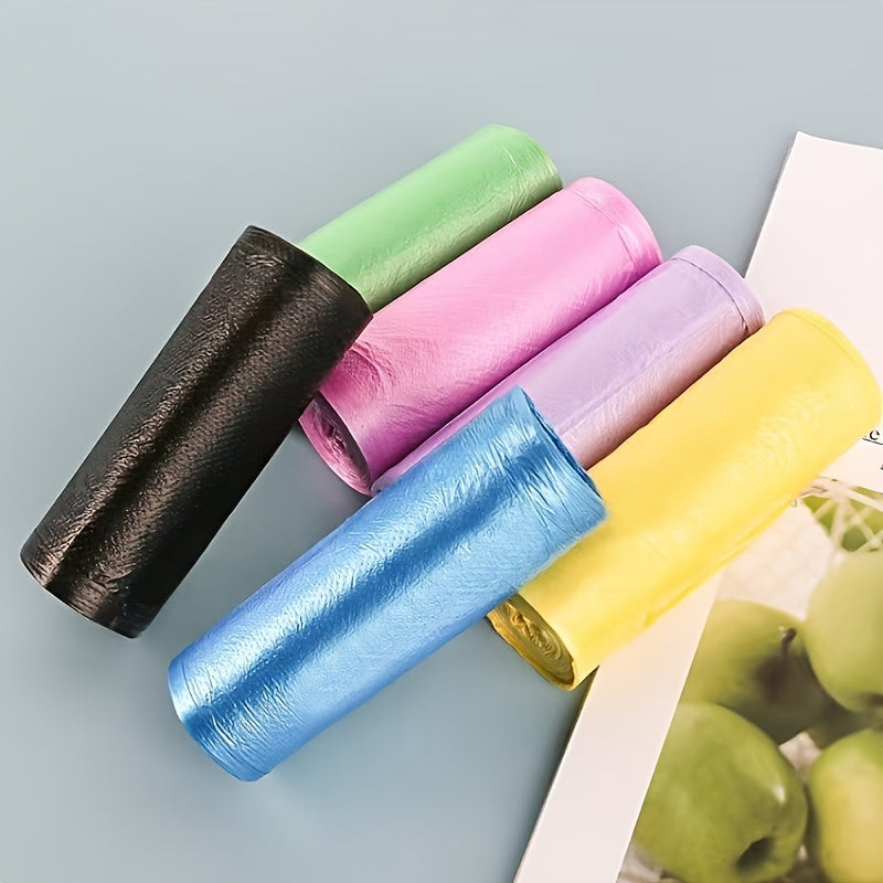 Pack of 100 Household Colorful Garbage Bags, Thick Disposable Plastic Bags for Office, Hotel, and Home - 5 Rolls