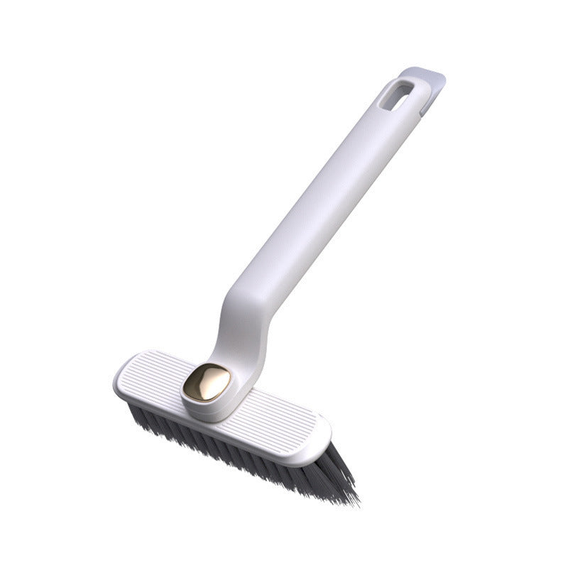 Versatile cleaning brush with rotating head for deep scrubbing in tight spaces - ideal for grout, bathrooms, kitchens, and living rooms. Features extended bristles, 3-in-1 V-shaped gap brush, no electricity required, made of durable plastic. Perfect for