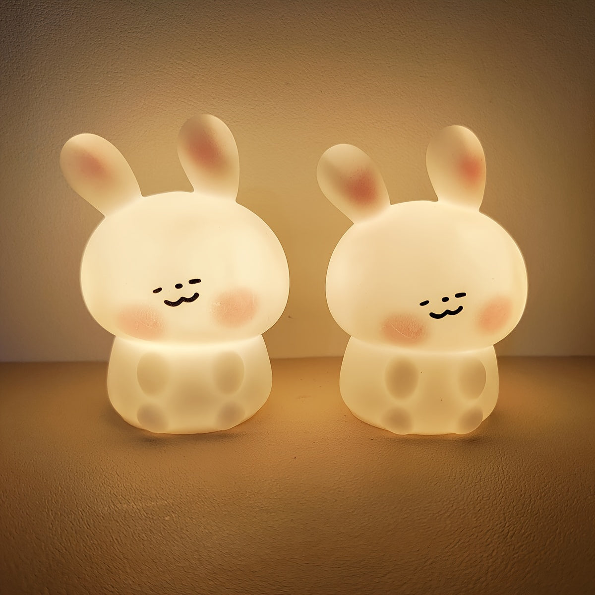 Blush Bunny LED Night Light powered by button batteries, ideal for parties and bedroom decoration gift for friends and family.