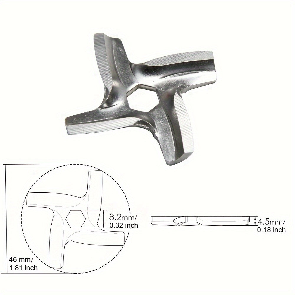 Stainless Steel Meat Grinder Knife Set of 3 Blades Replacement Spare Parts for Moulinex HV3 HV4, Vitek VS010, VT 3610, and VT 3611