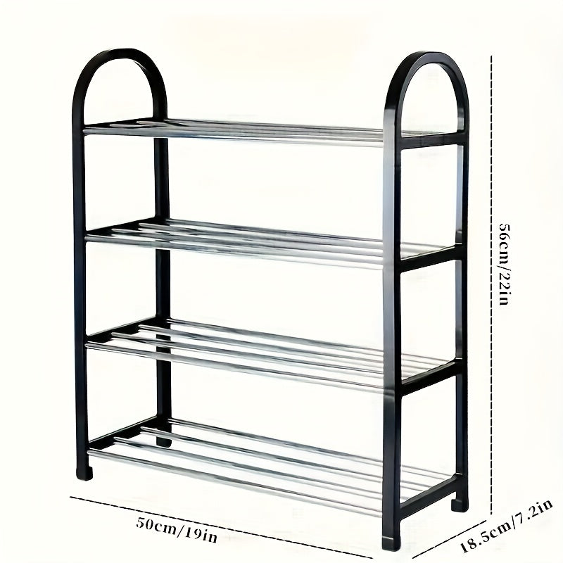 4-Tier Black Shoe Rack with Ample Space - Simple Assembly, Ideal Storage Solution for Dorms, Schools & Homes, Made from Strong Polypropylene, Shoe Organizer with Large Capacity