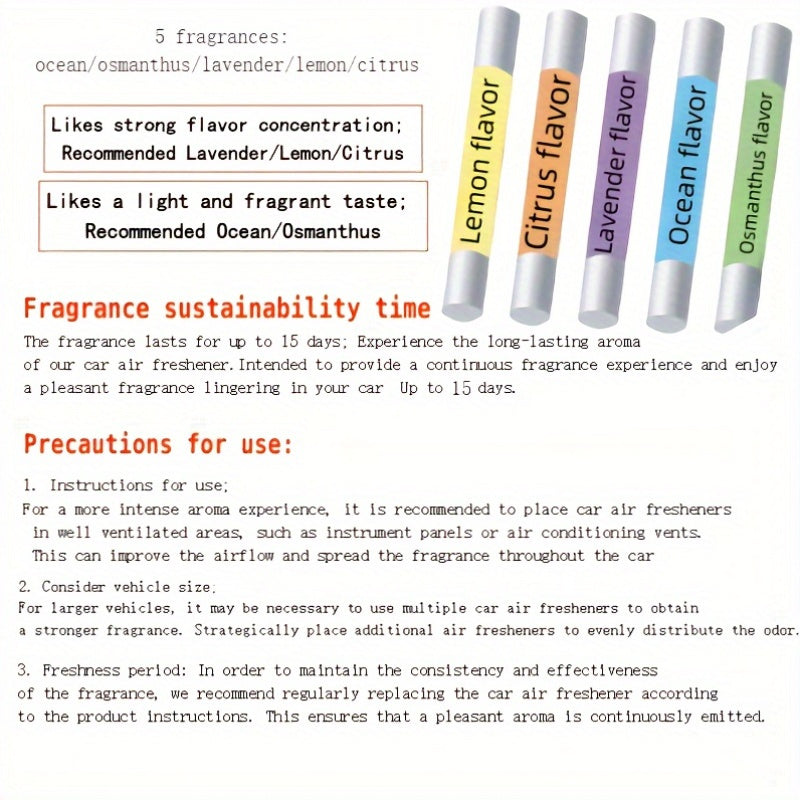 7-Piece premium car air freshener vent clips that eliminate odors and refresh air, with long-lasting fragrance for improved in-car experience.