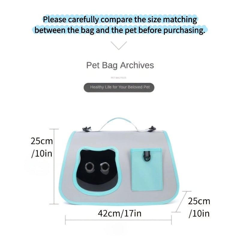 1pc WhiskerWonders Portable Cat Carrier Bag, Polyester Soft-Sided Pet Travel Tote with Zipper Closure for Cats and Small Dogs