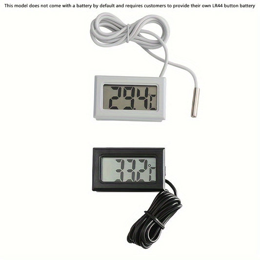 1 or 2pcs Digital Thermometer with Probe for precise temperature monitoring in aquariums, farming, and refrigerators. Battery powered with ≤36V operating voltage.