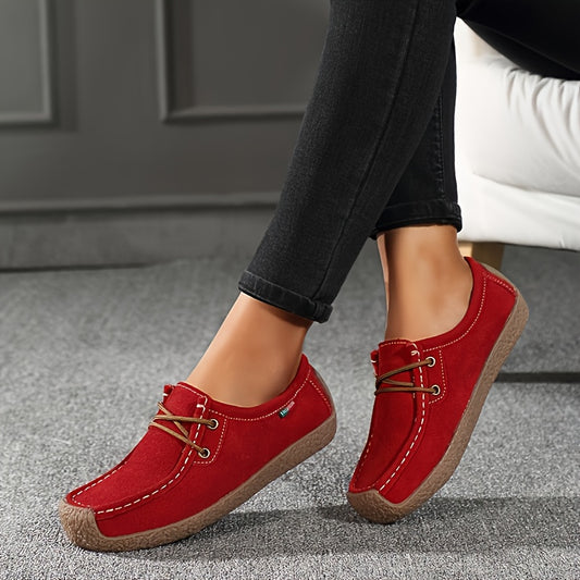 Women's simple flat loafers, casual lace up outdoor shoes, and lightweight low top shoes.