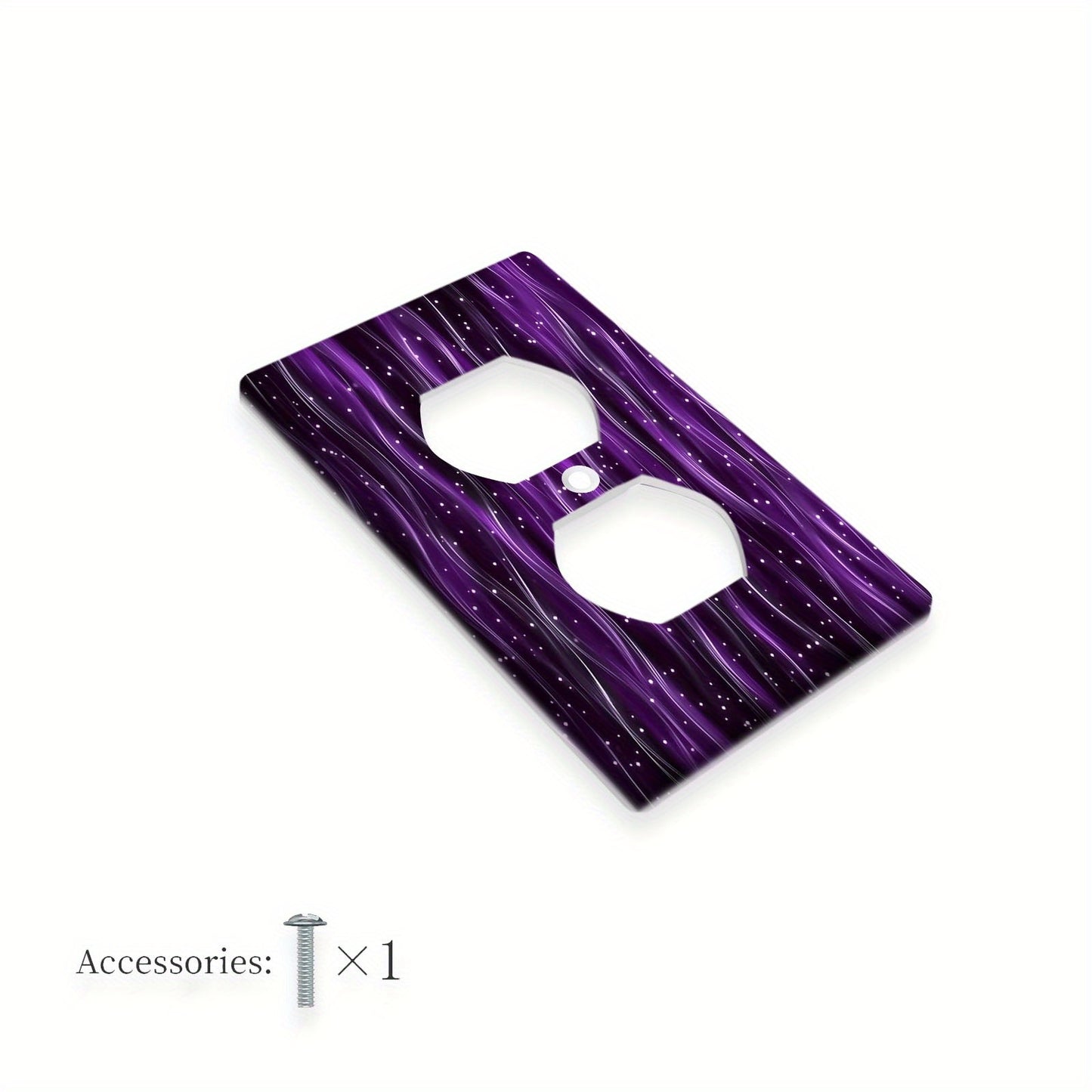 Durable polycarbonate light switch cover with sparkling purple pattern for home or office.