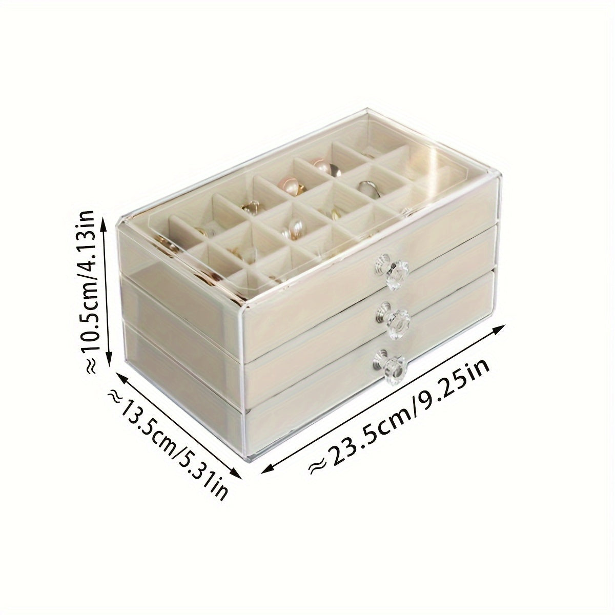 Transparent Acrylic Jewelry Box with Multiple Layers for Stud Earrings, Rings, Necklaces, and Bracelets. Features a Drawer for Additional Storage. Ideal for Keeping Jewelry Safe from Moisture in the Household or Dormitory. Perfect Gift for Christmas