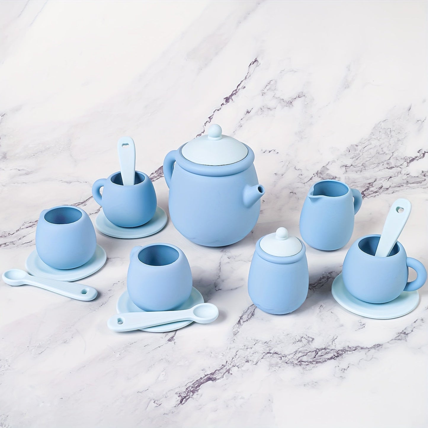 Set of 5 or 7 TYRY.HU Silicone Tea Set Pieces, Made with 100% Food-Grade Silicone, BPA-Free, Durable and Soft Tableware, Perfect for Gifts on Christmas, Halloween, Thanksgiving, New Year's, and Valentine's Day