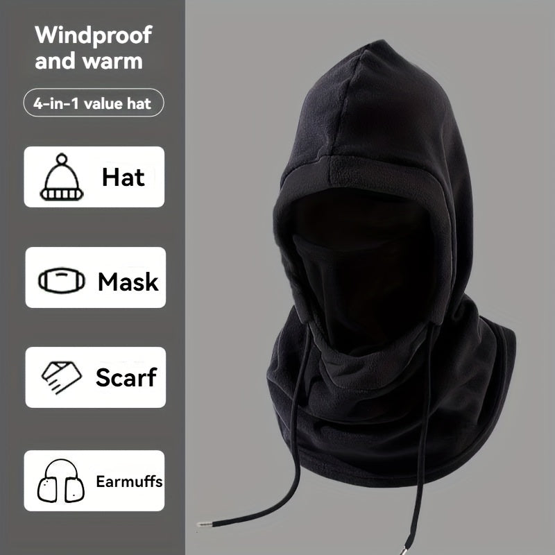 Stay warm and cozy with this versatile 3-in-1 Winter Balaclava. This windproof ski mask doubles as a hooded scarf and neck warmer, making it the perfect accessory for outdoor activities. Made from breathable polyester, this solid color balaclava is