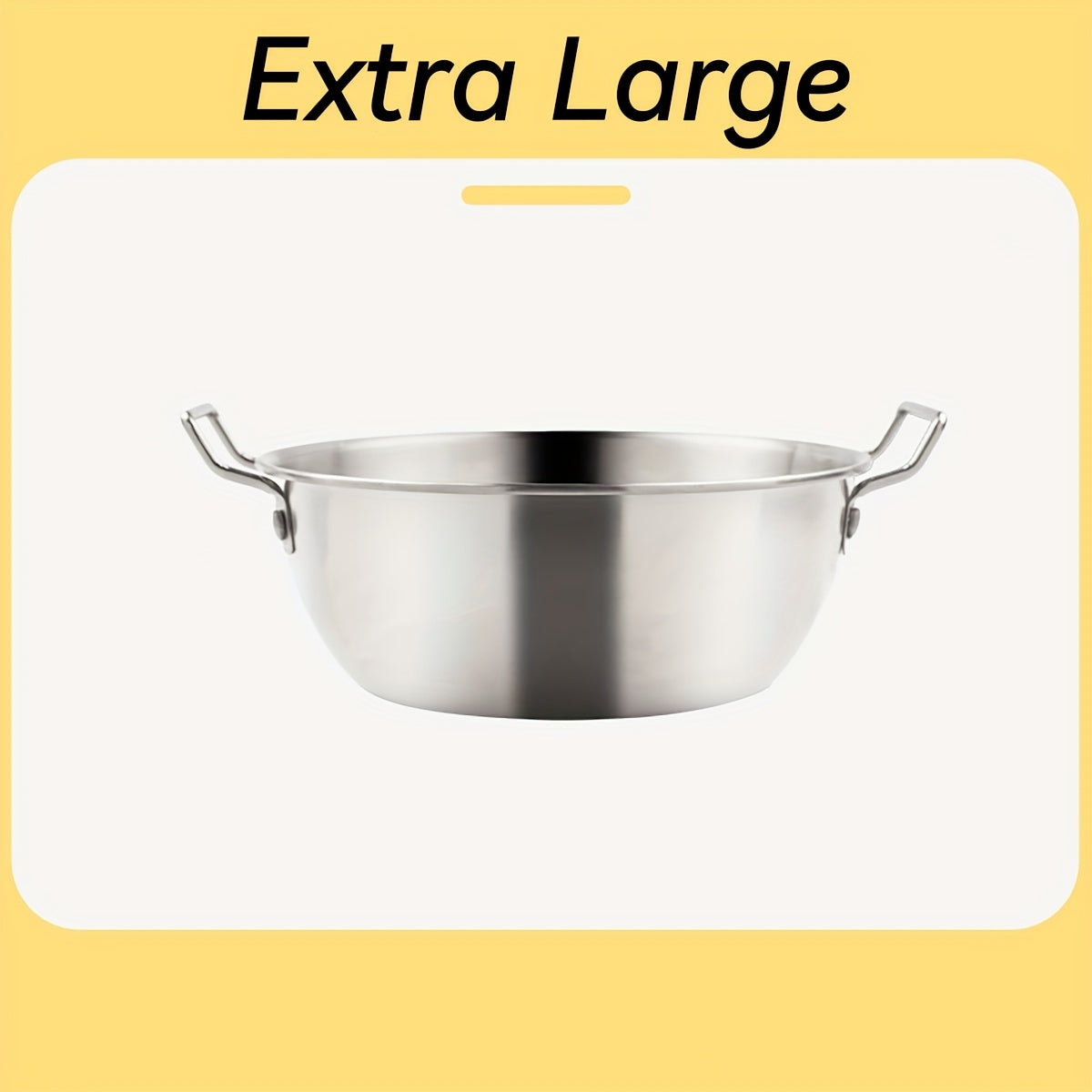 Durable stainless steel bowl with handles for versatile use, ideal for Asian cuisine.