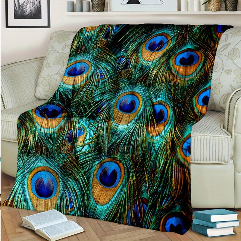 Stay warm and cozy all year round with this luxurious Peacock Feathers Pattern Flannel Blanket. Perfect for traveling or snuggling up at home, this soft and warm blanket is a must-have for all seasons.