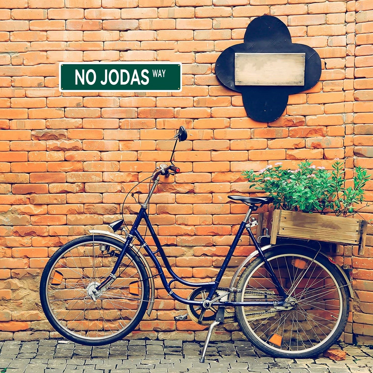 1 piece of the "NO JODAS WAY" Metal Tin Sign measuring 15.75"x3.94"/40x10cm. This sign is perfect for adding a touch of novelty to your home, room, wall, restaurant, bar, cafe, garage, or farmhouse decor.