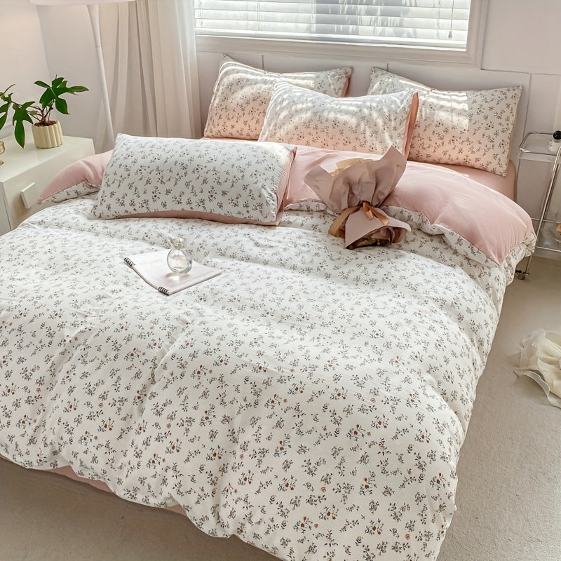 Introducing the new American-style small floral quilt cover set that is a hot-selling item across borders. This set includes one single quilt cover and two pillowcases featuring forget-me-not designs. Experience a comfortable and relaxing sleep with its