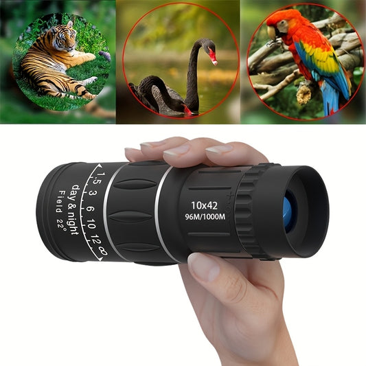 High-Definition 10x42 Monocular Telescope for Outdoor Activities with FMC Lens and Manual Focus