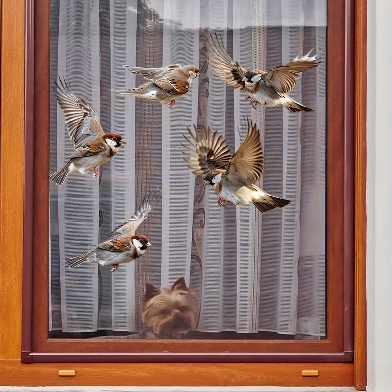 Sparrow Window Decals - Delightful, Easy-to-Apply Decor for Any Room, Featuring Decorative Art Style