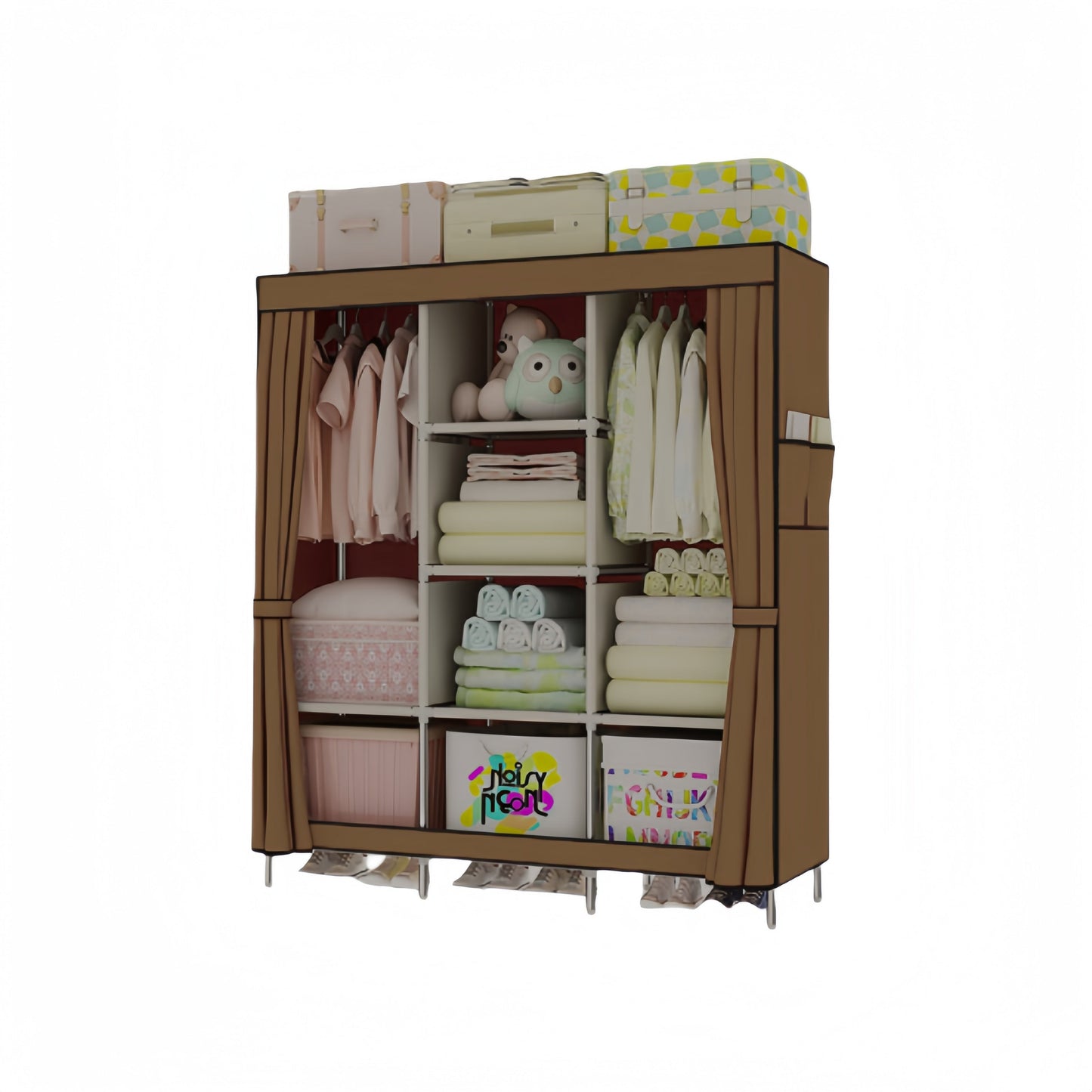 Easily Assembleable Portable Wardrobe Organizer Made of Durable Non-Woven Fabric, Comes in Various Colors, Extra Strong and Sturdy.