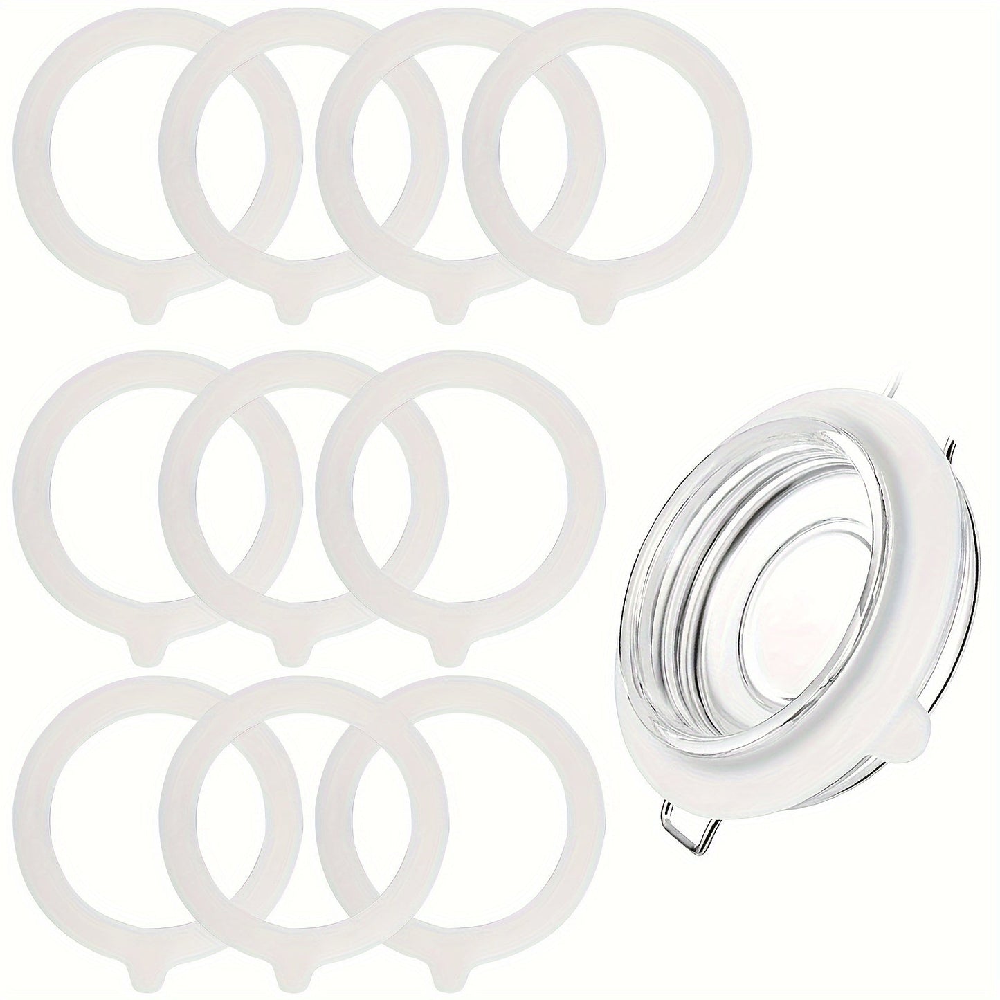 Set of 10 White Silicone Can Sealed Rings for Ordinary Cans, Jars, and Bottles. Perfect for Kitchen Organization and Storage. Essential Kitchen Accessories.