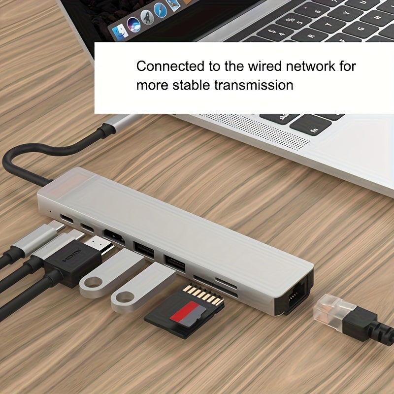 Многофункциональный USB-C хаб с Ethernet, HDTV, PD зарядкой, USB сплиттером и функцией кардридера.