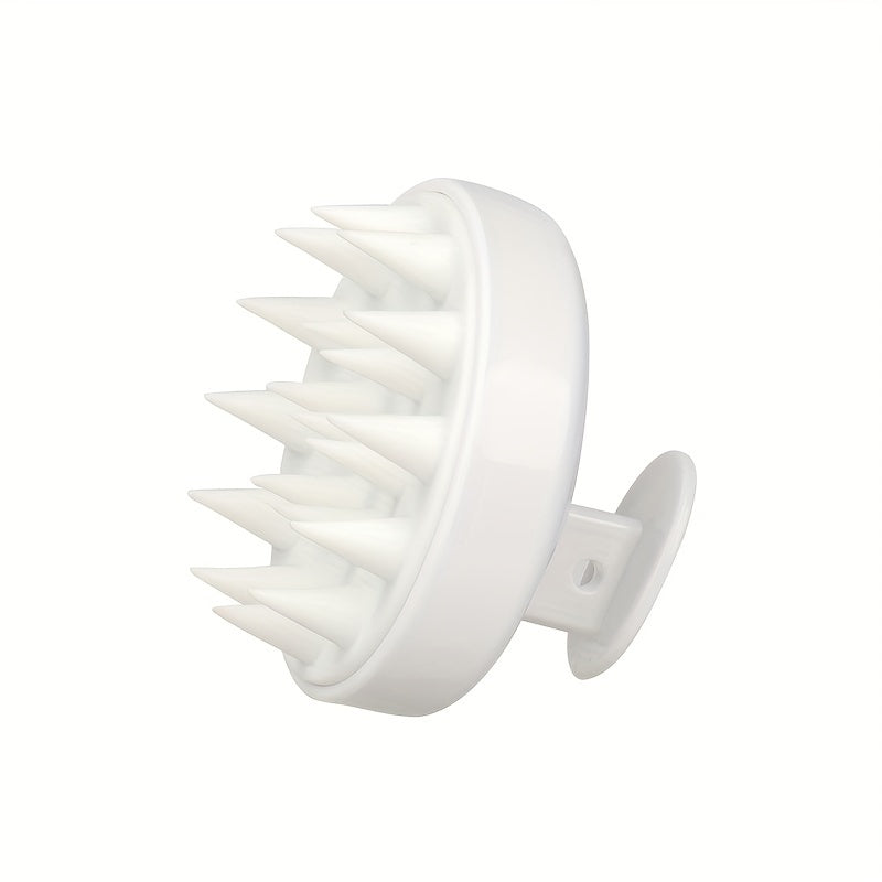 Silicone scalp massager with gentle exfoliating shampoo comb. No batteries needed, comes in 3 colors.