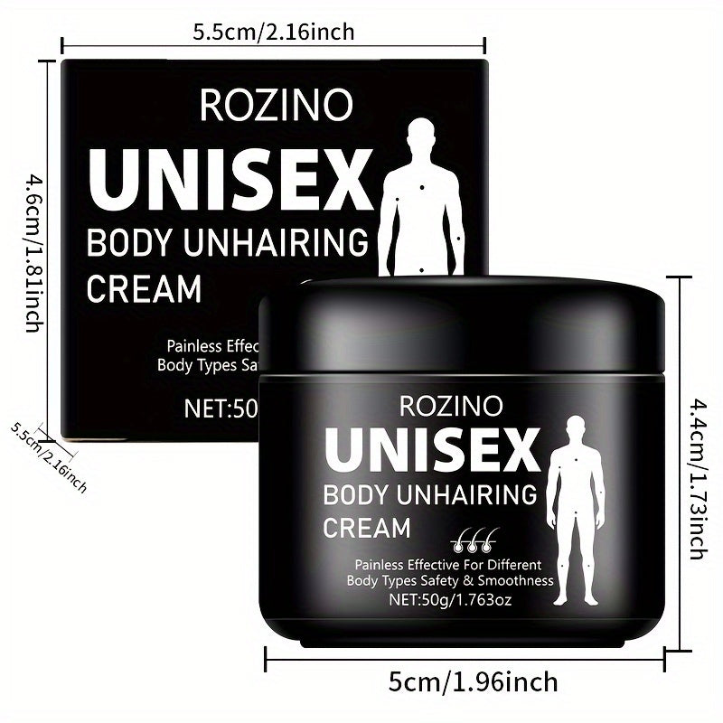 ROZINO Unisex Body Hair Removal Cream, 50g - Hypoallergenic, Painless, Quick-Acting, Gentle on Skin, Suitable for Various Areas - Normal Skin Type