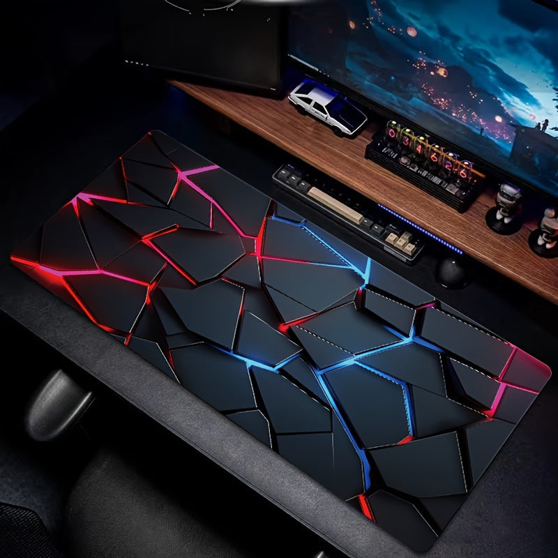 90x40cm Rectangle Gaming Mouse Pad with Red and Blue Gradient Design, Non-Slip Rubber Base, Precision Stitched Edges, and Keyboard Compatibility. Ideal for Gamers and Office Use.