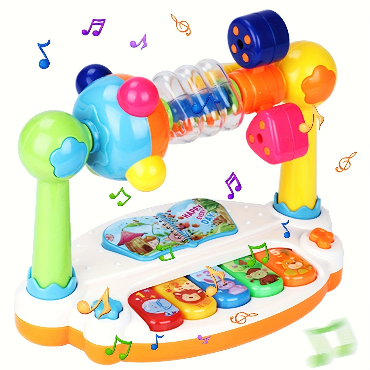 Musical Keyboard Toy for Kids with Ferris Wheel Design - Play Rhythms and Songs, Interactive Learning, Great Gift for Holidays - Available in Blue, Red, and Yellow