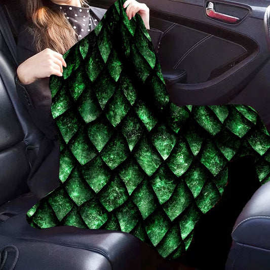 Snuggle up in style with the Green Dragon Print Flannel Throw Blanket - Perfectly Soft, Cozy, and Versatile for Couch, Bed, Office, or Camping | Ideal for All Seasons and Makes a Great Gift choice.