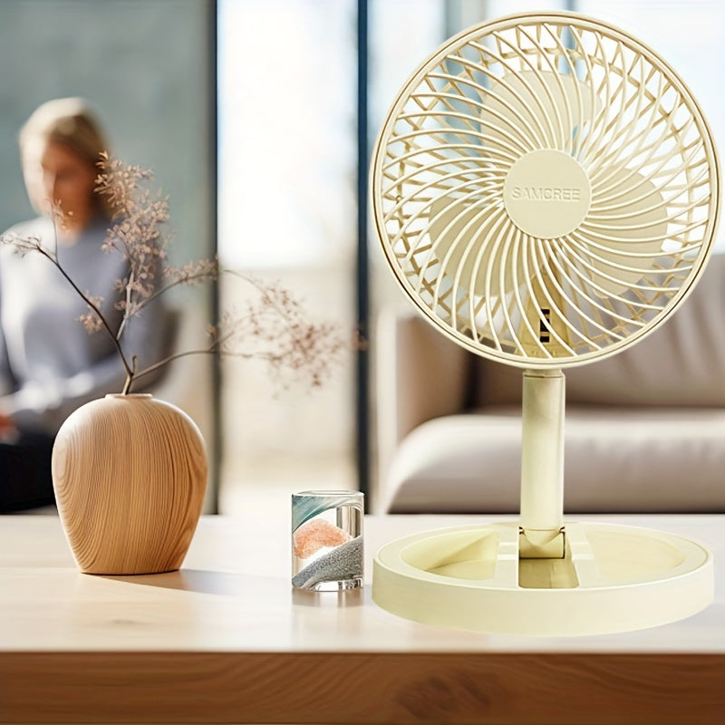 Compact and Mighty Portable Fan - USB-Powered, Foldable for Convenient Home & Office Use, Mini Standing Fan with Easy Carry Handle for Cool Comfort, Portable Mini Fan in a Quiet yet Powerful Design