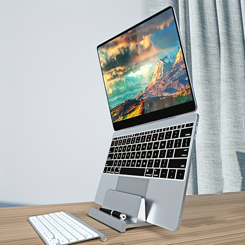 Adjustable ABS laptop stand with clip holder for various laptop brands.