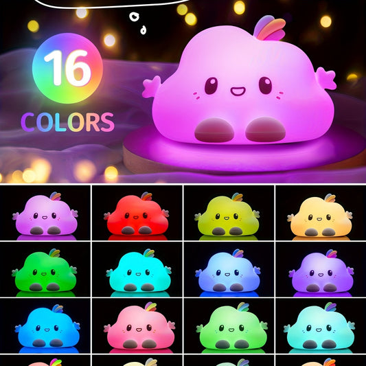 The PIKOY Kawaii Cloud LED Night Light is a whimsical addition to any room. With a remote control, 16 color options, and 8 levels of dimmable brightness, this USB rechargeable light is perfect for adding a touch of charm to your bedroom. The included