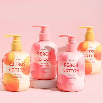 Peach Citrus Body Lotion with Hyaluronic Acid, Nicotinamide, Vitamin C, and Vitamin E for Dry Skin