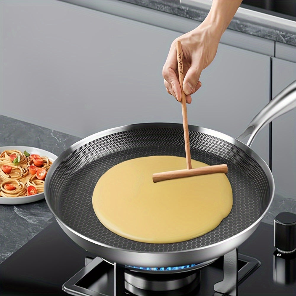 Dishwasher Safe Non-Stick 316 Stainless Steel Skillet with Honeycomb Texture, Perfect for Induction Cookers, Ideal for Oil-Free Cooking of Pizza and Steak