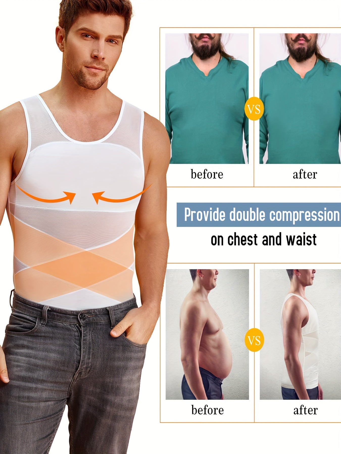 Men's Skinny Compression Tank Top, Sport Workout Body Shaper