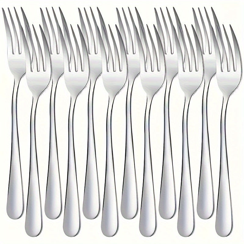 12-Piece Elegant Stainless Steel Fork Set for Home or Restaurant Use - Durable Cutlery for Dining