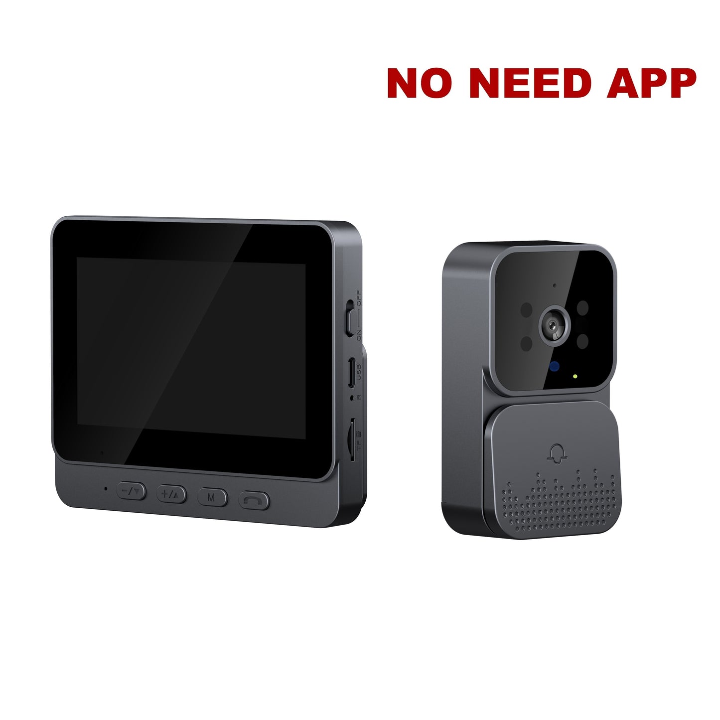 10.92 cm Screen Intercom Video Doorbell with Infrared Night Vision and Long Battery Life, Easy Connection without the need for an app.