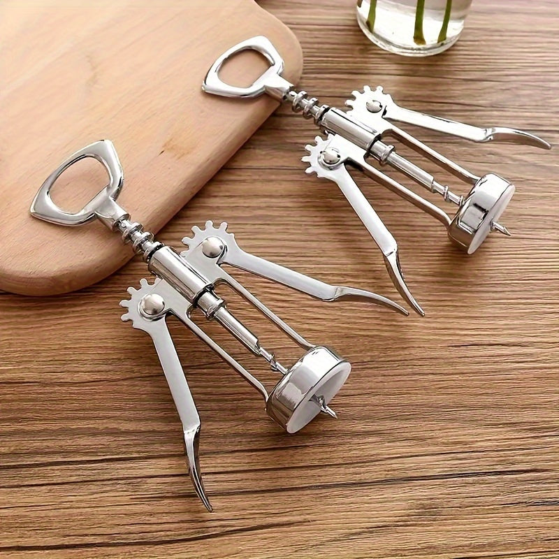 Silver Red Wine Bottle Opener: 1 Piece of Zinc Alloy Creative Wine Cork Opener Wholesale Kitchen Gadget