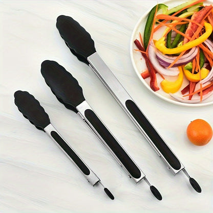 Durable Stainless Steel and Nylon Food Tongs: Heat Resistant, Easy to Grip, Stain-Free; Ideal for BBQs, Picnics, Restaurants and Home Kitchens. Great for Buffet Cooking and Easy to Wash.