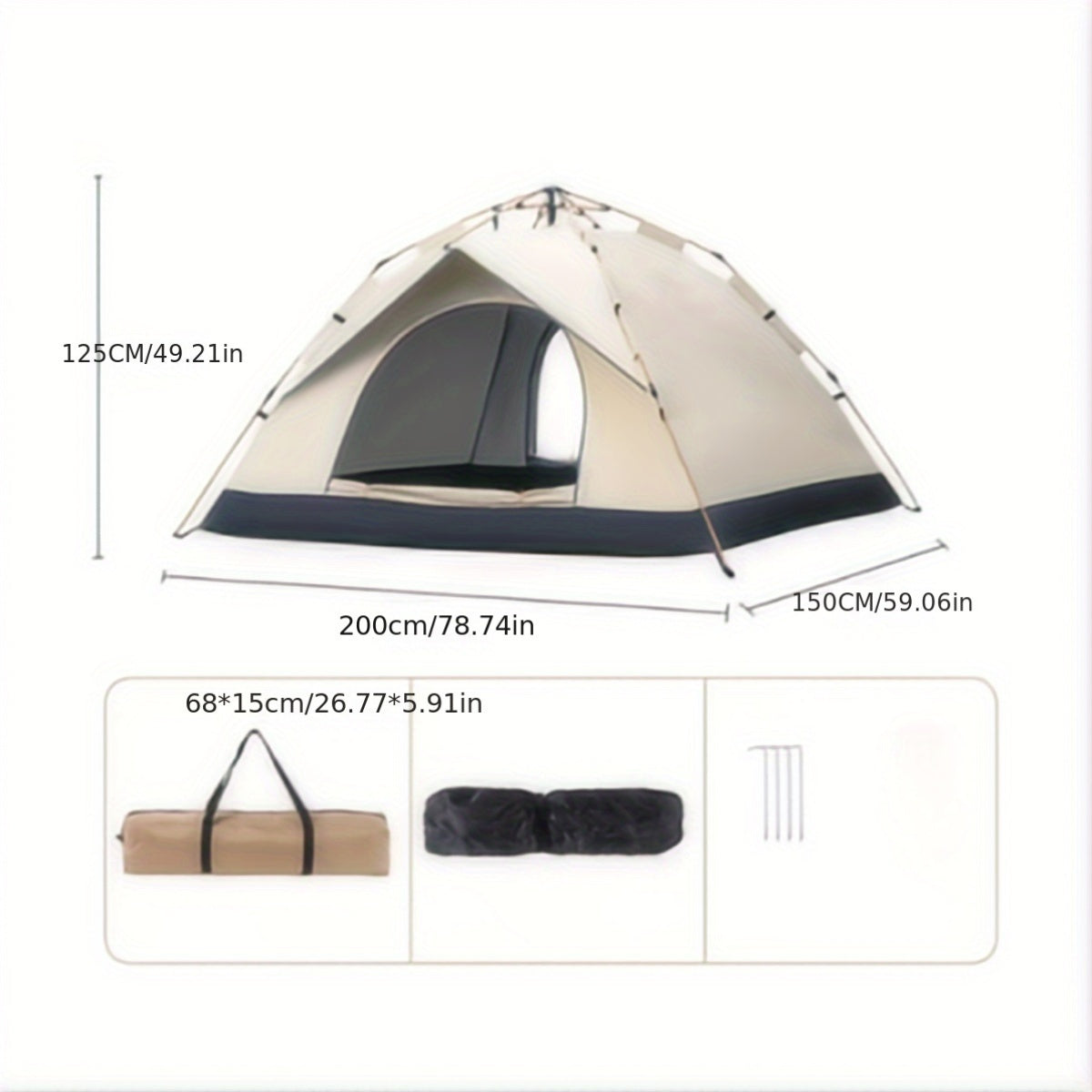 Automatic quick-opening tent for outdoor self-driving travel and camping, suitable for 2-3/3-4 people. It is rainproof, sunshine-proof, and can be used as a beach shelter or for fishing and