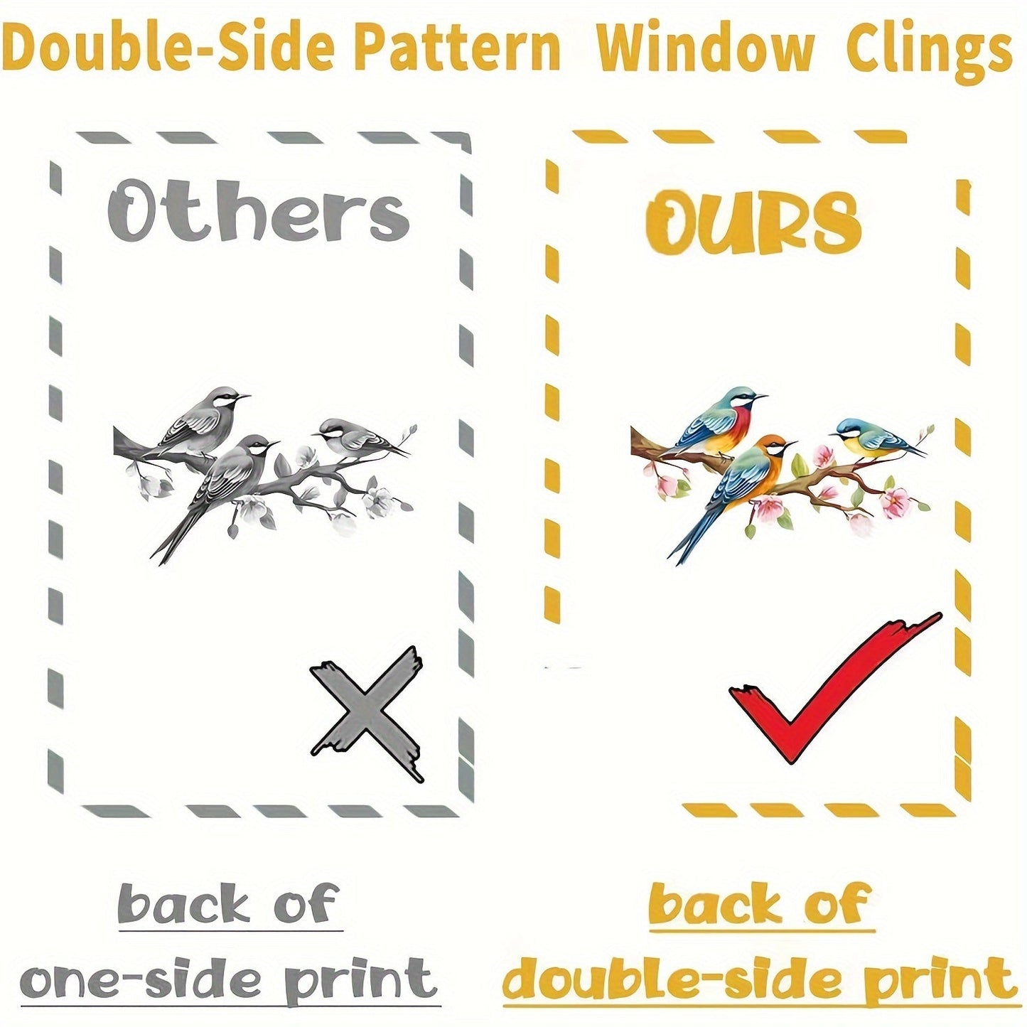 Spring Window Clings Decorations - Double-Sided Bird Gel Stickers - 9 Sheets - Ideal for Glass Windows in Home, Office, School, Shop, or Party - Perfect Spring and Summer Decor Supplies