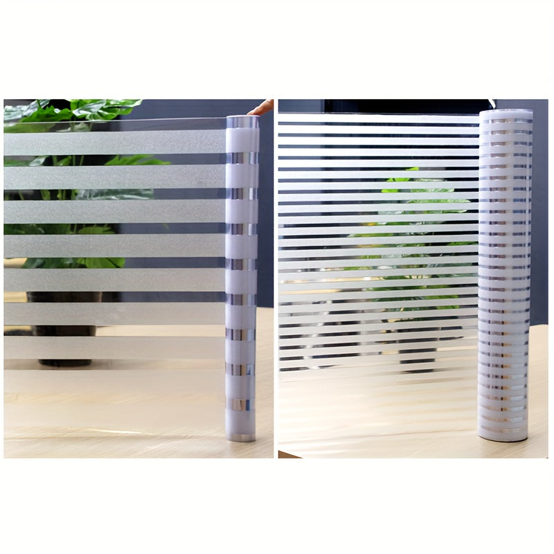 Frosted Stripe Pattern Window Film - Self-Adhesive Privacy Film for Glass Windows in Home, Office, Bedroom, or Living Room Decoration - 1 Piece